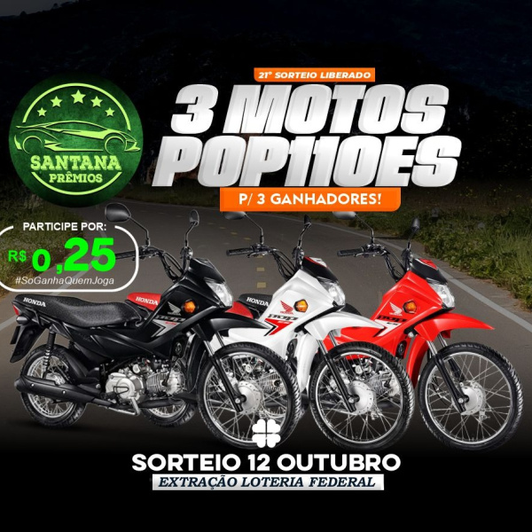 SORTEIO 3 MOTO POP 110 ES